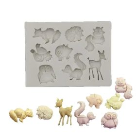   Erdei kisállatok szilikon fondant és marcipán mintázó 6x8,5 cm