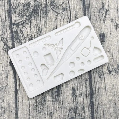 Orvosi műszerek szilikon fondant és marcipán mintázó 8,3×14,5cm