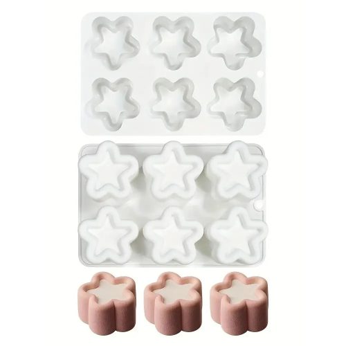 6 részes csillag mintás mousse szilikon forma