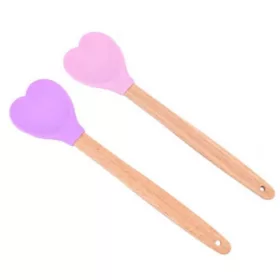 Szív alakú szilikon spatula fa nyelű