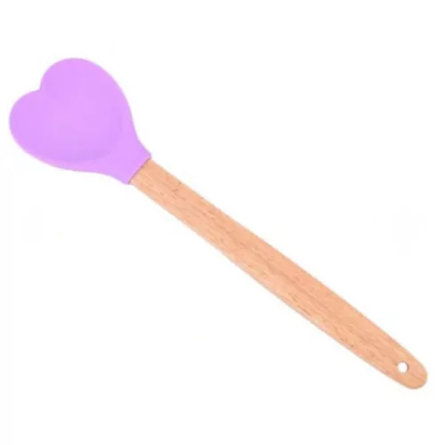 Szív alakú szilikon spatula fa nyelű