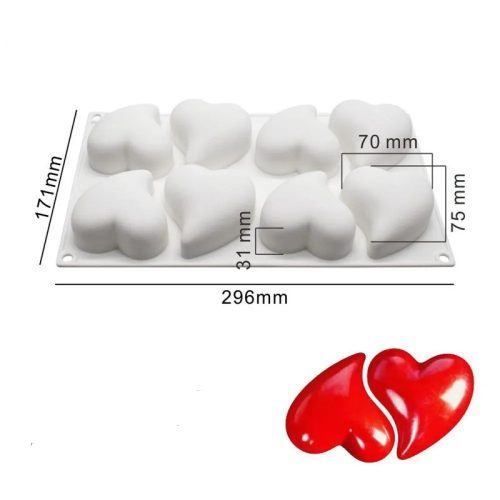 8 részes Szív mintás mousse szilikon forma