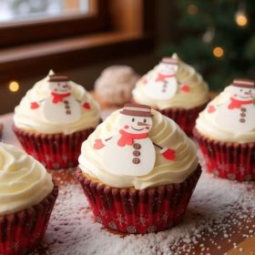   Karácsonyi muffin kapszlik – 75 db (Piros, hóember mintás)