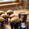 Karácsonyi muffin kapszlik – 75 db (Kék, hóember mintás)