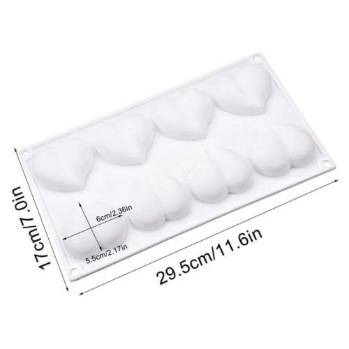 Vágott szív alakú szilikon forma 8 adagos