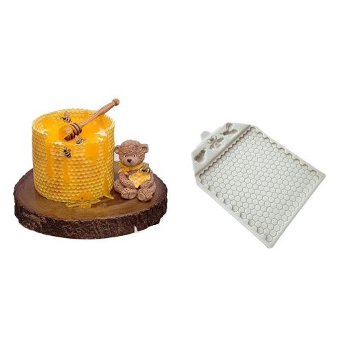Méhsejt formájú szilikon fondant és marcipán mintázó 12,7×18,3 cm
